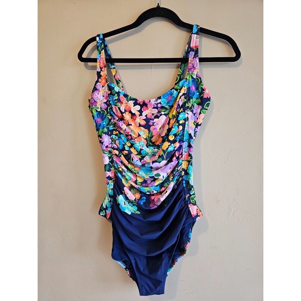 Johnny Was Women's XL Wild Bloom Ruched One Piece Swimsuit-NWOT